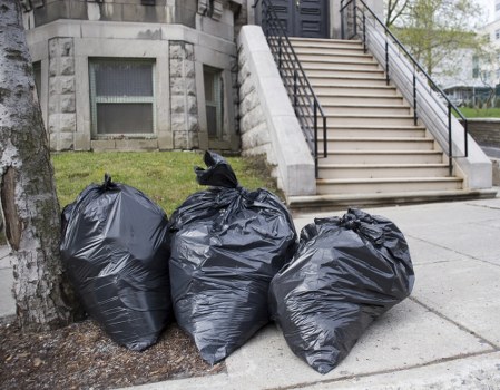 Professional rubbish removal team at work