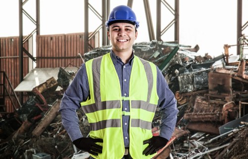 Professional rubbish removal team at work